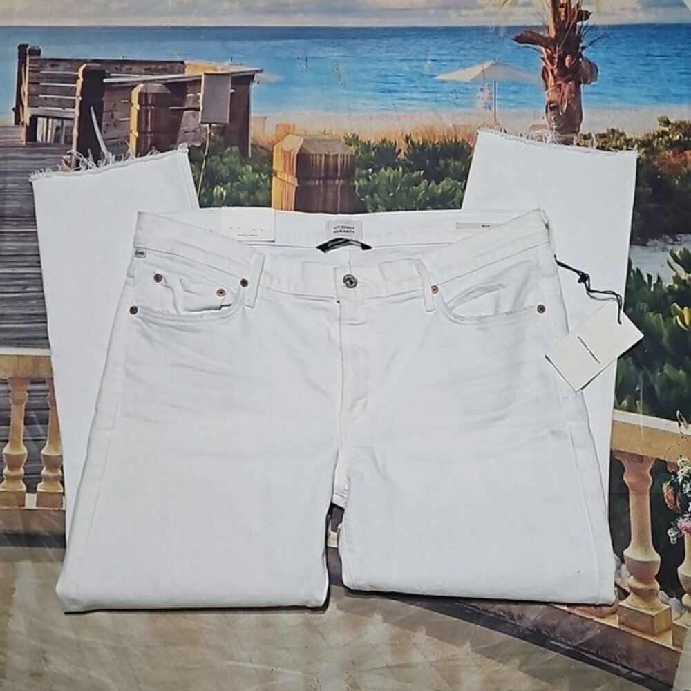 Citizens of Humanity Premium Vintage Ella Raw Hem White Jeans Size 32 New - Picture 3 of 10